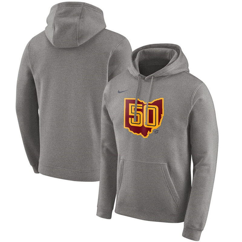 Men's Cleveland Cavaliers Heather Gray City Edition Logo Essential Pullover Hoodie